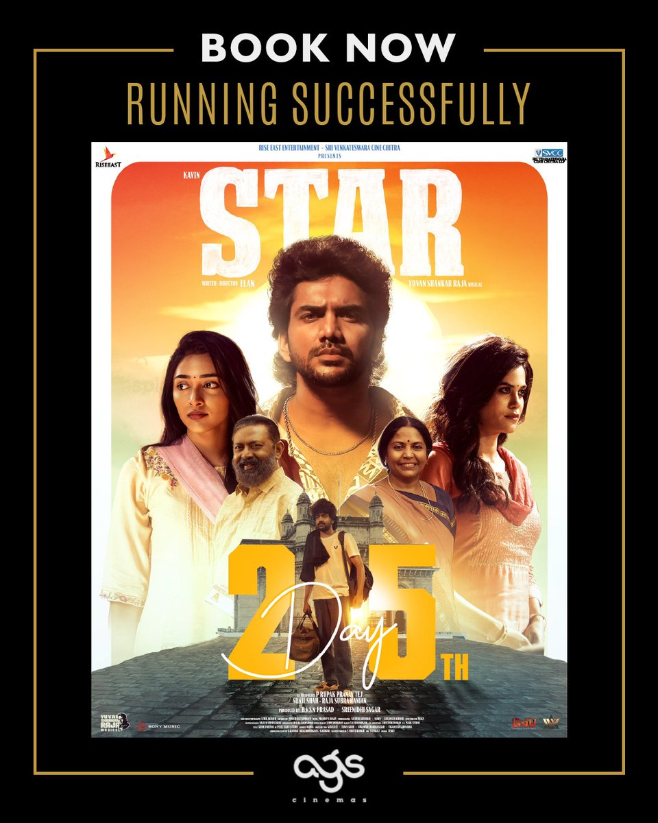 agscinemas's tweet photo. 25th day of #STAR 🌟

Catch the #BlockbuSTAR at an #AGS near you, book now on https://t.co/xsst5ge6pu 

#STARMOVIE ⭐ #KAVIN #ELAN #YUVAN https://t.co/lga3fHwm8T