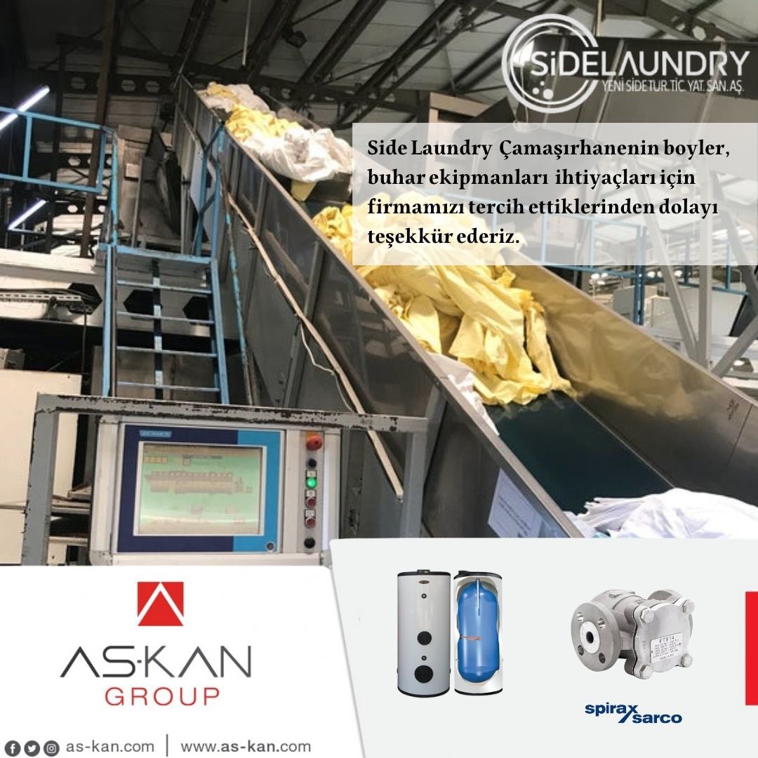 Side Laundry Çamaşırhanenin boyler ve buhar ekipmanları ihtiyaçları için firmamızı tercih ettiklerinden dolayı teşekkür ederiz. 

#sidelaundry #boyler #buharekipmanları #askanmühendislik #askangroup #spiraxsarco