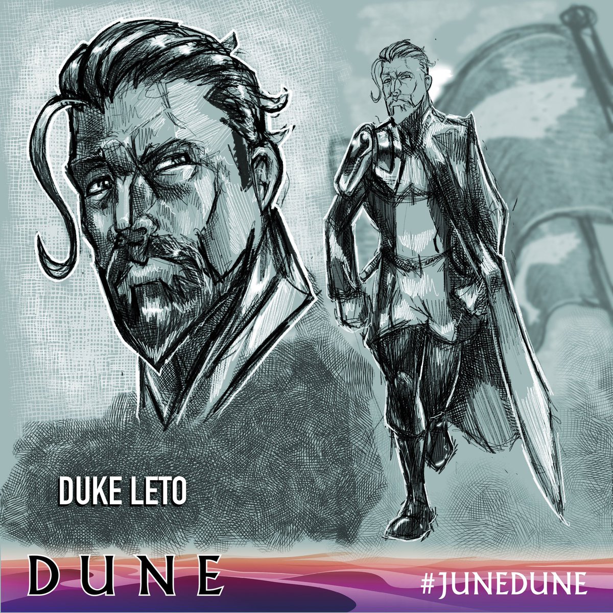 VanguardComic's tweet photo. During the month of June, I’ll be working from the book descriptions of the characters from Dune to work up some concept images. #junedune #dune #dukeleto #conceptart #duneart https://t.co/B4aPW2Ddv2