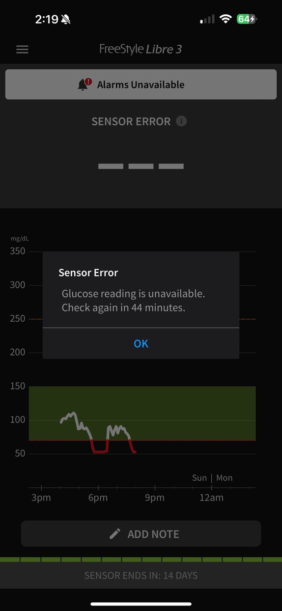 LizVengeance's tweet photo. First @FreeStyleLibre sensor to not work in a long ass time. I’m getting tired of dealing with faulty products. https://t.co/zMSOe9z34F