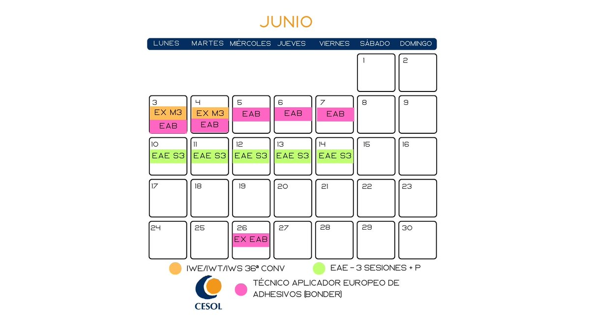 ¡Os traemos el calendario del mes de junio! Aquí podréis ver todo lo que va a ocurrir en CESOL estas semanas.