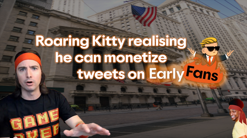 earlyfans_xyz's tweet photo. Hey Roaring Kitty, did you hear the news? 🐈

#roaringkitty #gme #blast #earlyfans https://t.co/e6dACNFEjT