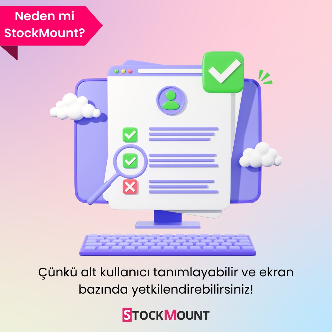 🔐 StockMount, işletmenizin güvenliğini ön planda tutar! Alt kullanıcıları tanımlayabilir ve ekran bazında yetkilendirebilirsiniz. İşinizi koruyun ve yönetimi daha etkili hale getirin! Detaylar için hemen ziyaret edin. 💼💻

#StockMount #kullanıcıyönetimi #hesapoluşturma