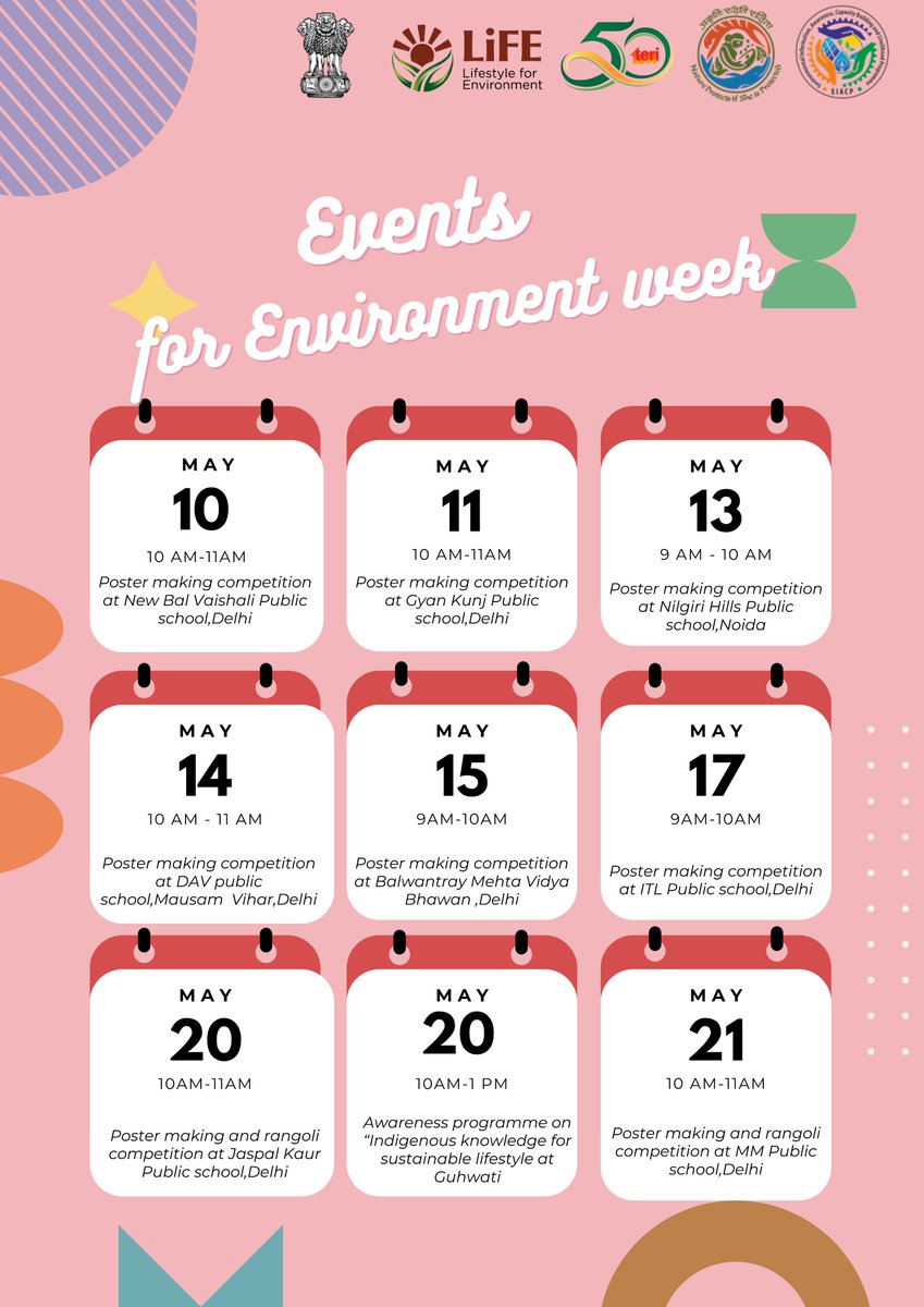 terieiacp23's tweet image. Calendar of events conducted by TERI EIACP for the environment day  #climateprotest #Proplanet