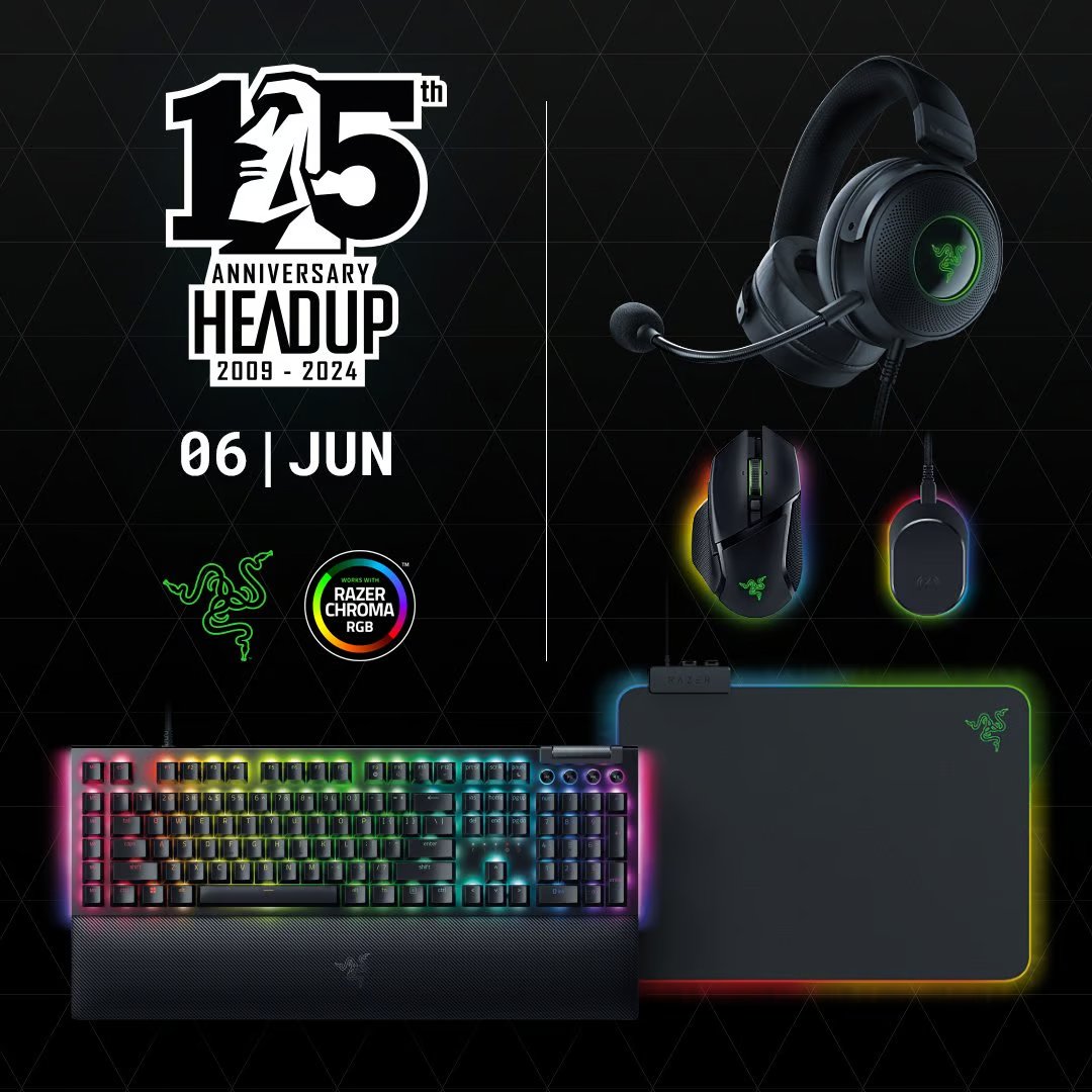 HeadupGames's tweet photo. 🚨Sweepstakes alert!🚨

This month, we're celebrating our anniversary with our friends at @Razer and are giving you the chance to win a set of awesome Chroma Peripherals🥳 

Check it out!

https://t.co/msIxw1k73S https://t.co/6Cp4YM15N2