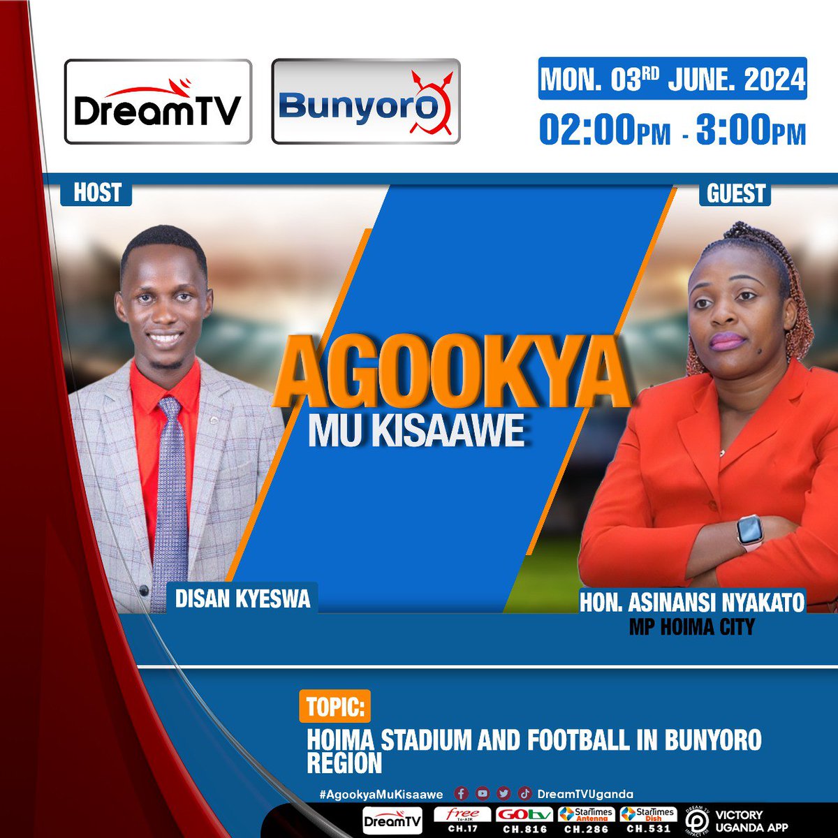 HonNyakato's tweet image. Tune in to the show today at 2:00pm. @dreamtvug , @BunyoroTv..