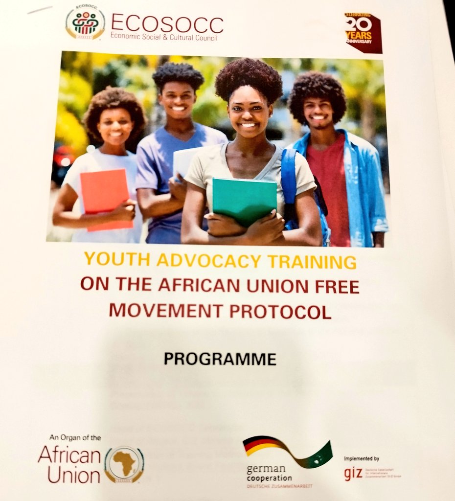 AU_ECOSOCC's tweet photo. We are ready for the Youth Advocacy Training on the @_AfricanUnion Free Movement Protocol in Addis Ababa, Ethiopia. Our partners @GIZAfricanUnion join us in bringing intelligent youth from across the continent for this task. https://t.co/4PtBUX40Fy