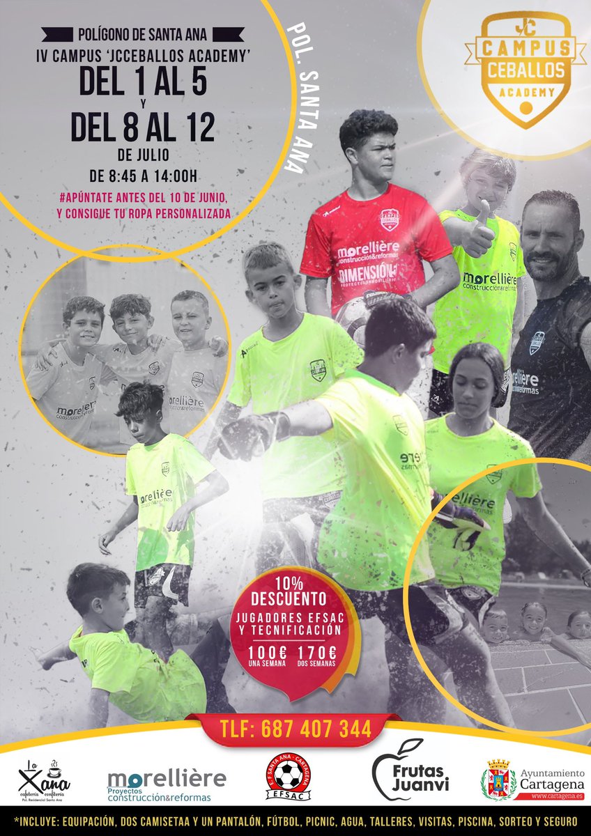 ultimohicano21's tweet photo. IV CAMPUS JCCeballos del 1 al 12 de julio en el campo de fútbol del polígono Santa Ana!! https://t.co/J3J7Tyx6by