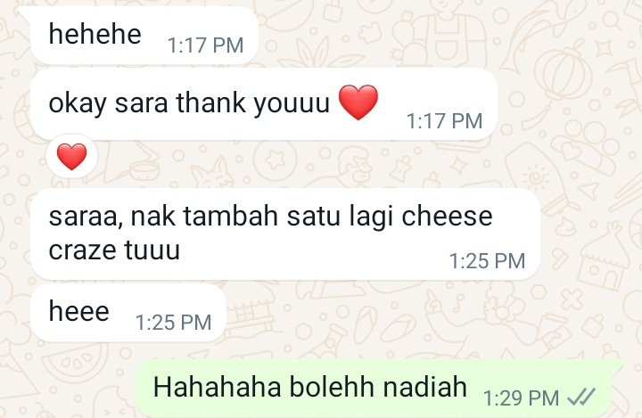 nrsrwhz's tweet photo. Mula mula 2 cheese craze - feedback - tambah 1 lagi cheese craze 😭🫶🏼

Thankyouuu @ndhhuda 🫵🏼🥰 https://t.co/ULkF8zaUDR