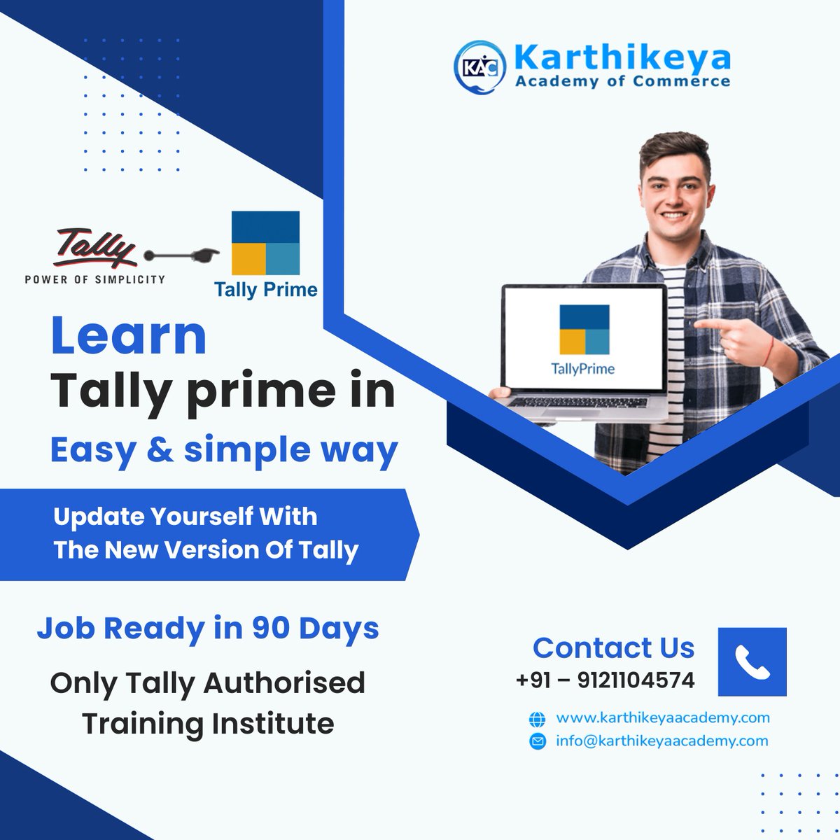 KarthikeyaAcdmy's tweet image. Tally Prime Training at Karthikeya Academy!
Enroll now and take the first step towards a prosperous career in finance!
🌐: karthikeyaacademy.com
📞: 9121104574
#tallycourseinhyderabad #tallycoursewithplacementinhyderabad #AdvanceExcelCourse 
#taxationcourse #SmartAccounting