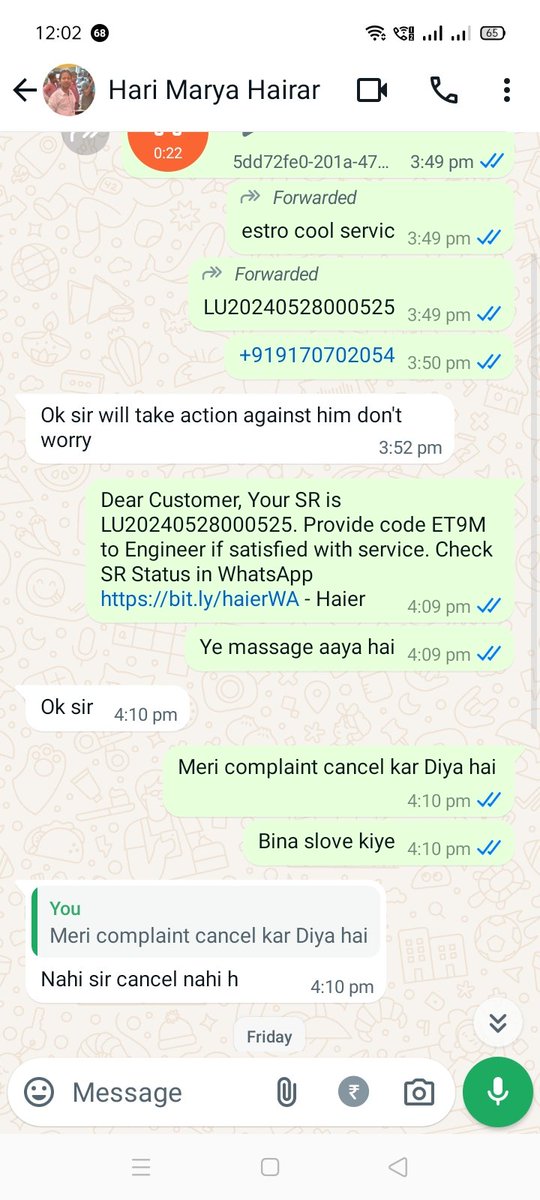 Yagya88's tweet photo. ध्यान दें...@IndiaHaier  Haier company का कोई भी समान न खरीदें, एक हफ्ते हो गए पैसे लेने के बाद में सर्विस नही कर रहे। बेईमान #Haier फ्रॉड #Haier 
SR No. #LU20240528000525 https://t.co/3NkFM3a4Cs