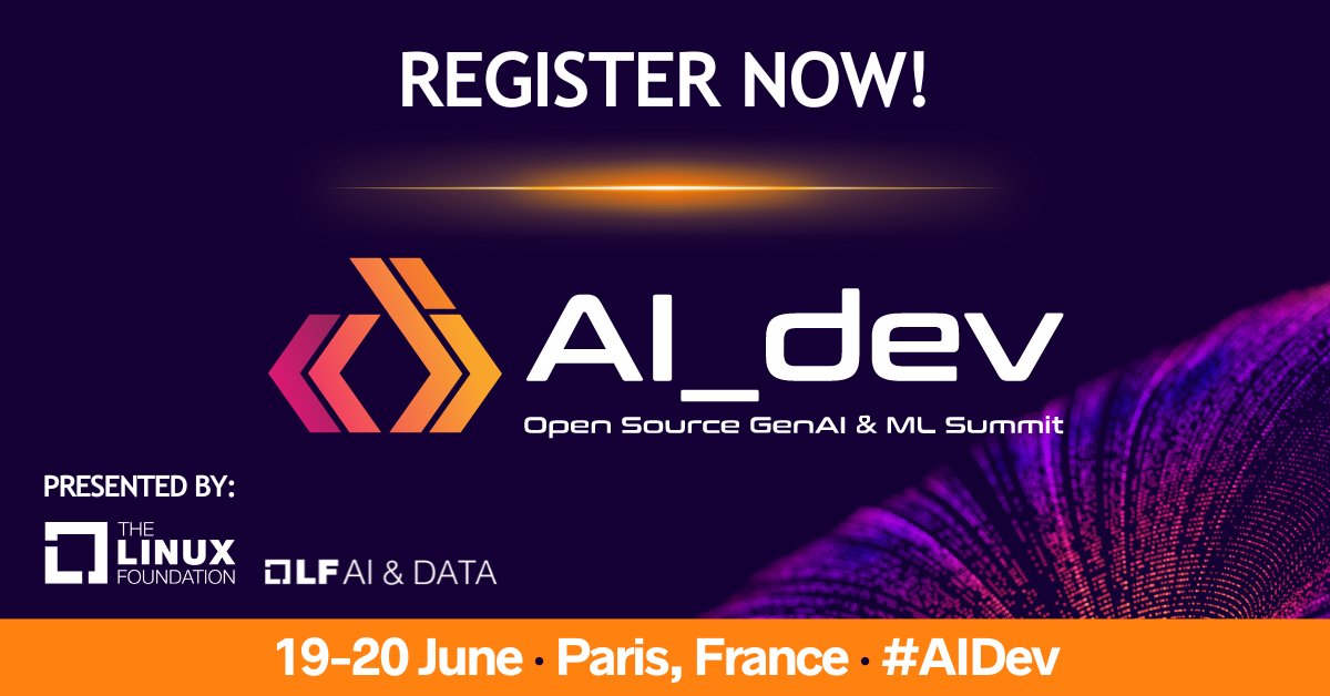 🎉 Happy #AIDev Europe month! 🎉 We'll see YOU in Paris from 19-20 June for a powerhouse lineup of #AI & #OpenSource leaders presenting in some epic sessions. Explore the schedule: hubs.la/Q02z8NkJ0. Not registered? Do it now: hubs.la/Q02z8KXh0.