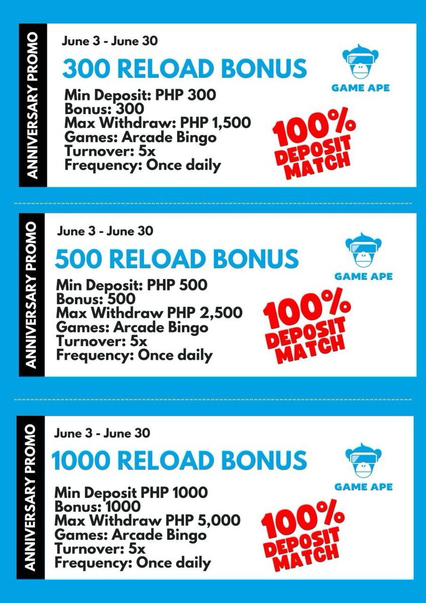 GameApePH's tweet photo. 🔥 Get ready for an amazing month! Our Reload Bonus Promotion is here to boost your deposits and rewards! Don't miss out on this limited-time offer! 💰
https://t.co/3dI43SHRwV
#GameApe #AnniversaryPromo #ReloadBonus #LimitedOffer #LevelUp https://t.co/Kuv5nLmohY