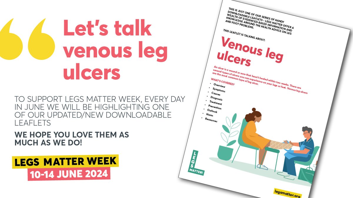LegsMatter (@legsmatter) on Twitter photo It's June and we're celebrating #legsmatterweek - so here is the 3rd of the new downloadable leaflets we will share throughout the month. Today we're talking Venous Leg Ulcers - lots of great information for HCPs, patients and carers - please share! legsmatter.org/information-an… It's June and we're celebrating #legsmatterweek - so here is the 3rd of the new downloadable leaflets we will share throughout the month. Today we're talking Venous Leg Ulcers - lots of great information for HCPs, patients and carers - please share! legsmatter.org/information-an…