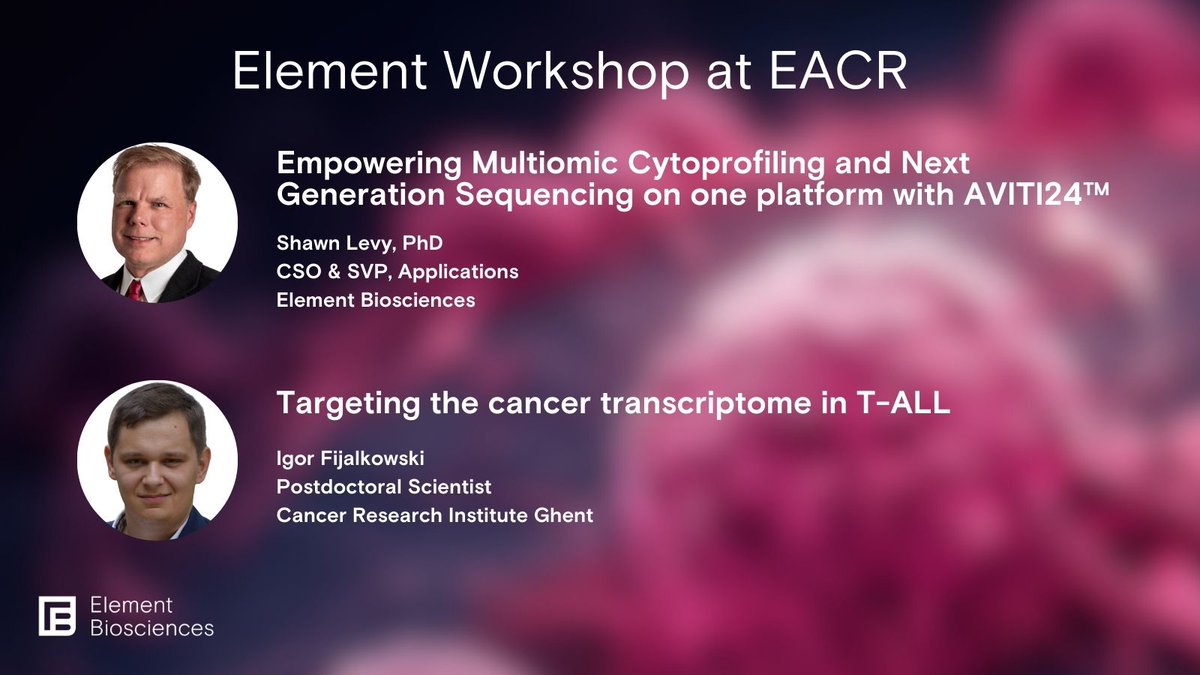 We are excited to be part of #EACR2024. Join our workshop on advancing cancer research through #multiomic cytoprofiling and cell morphology analysis. bit.ly/4ahnsju #CancerResearch

📆 Tuesday, June 11, 2024
⏳ 2:30 PM - 3:15 PM
📍Venue: Rotterdam Room