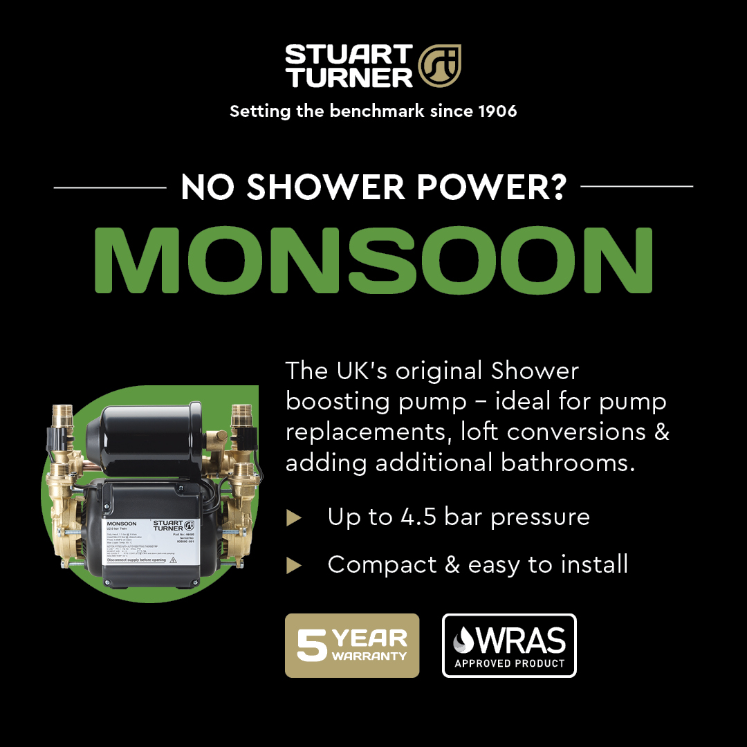 Is low water pressure affecting your jobs?  

MONSOON can help!  It boosts various water outlets across the home up to 4.5 bar pressure, is WRAS Approved and comes with a 5 year warranty.

Find out more ow.ly/eTt950ROISq

#lowwaterpressure #StuartTurner
