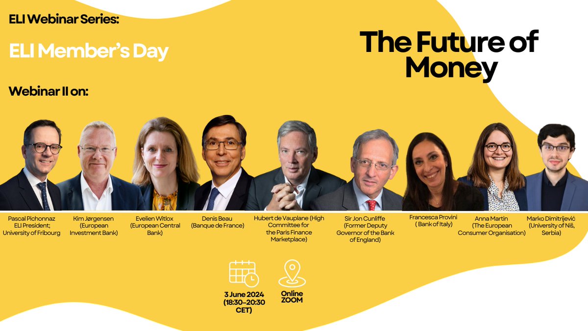 Join us 💡 today 💡 in celebrating 13 years of ELI ⚖️

The Voice of the European Legal Community celebrates its second Member’s Day. Join us for a webinar on The Future of Money 💵 🏛 💳 

🔗 Registration required 👉bit.ly/3Vf5daf
(🕑 the link expires after the event)