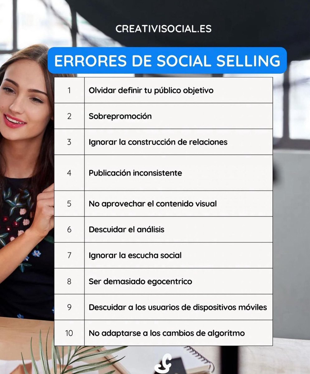 _Creativisocial's tweet photo. Errores de Social Selling. https://t.co/p2jUKtphY2