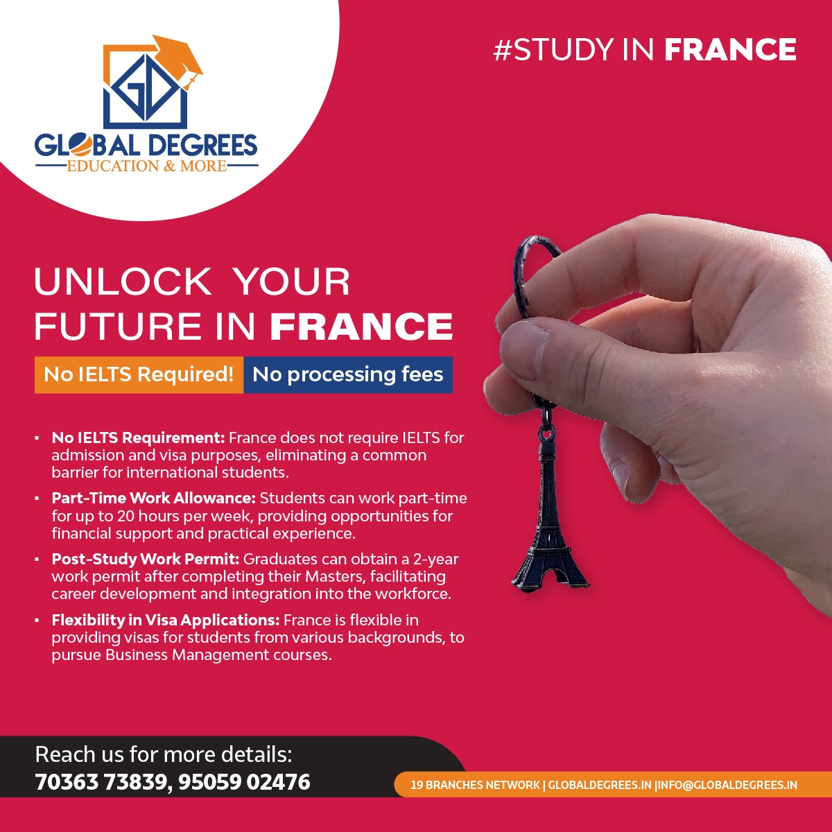 GDegrees9's tweet photo. #StudyinFrance with #GlobalDegrees.
Your study abroad trip to France is made simpler by #GlobalDegrees, a leader in overseas education consultancy. Find the best chances to study overseas with Global Degrees. Begin your journey to learning in one of the #topstudydestinations. https://t.co/1zP739S9Qb