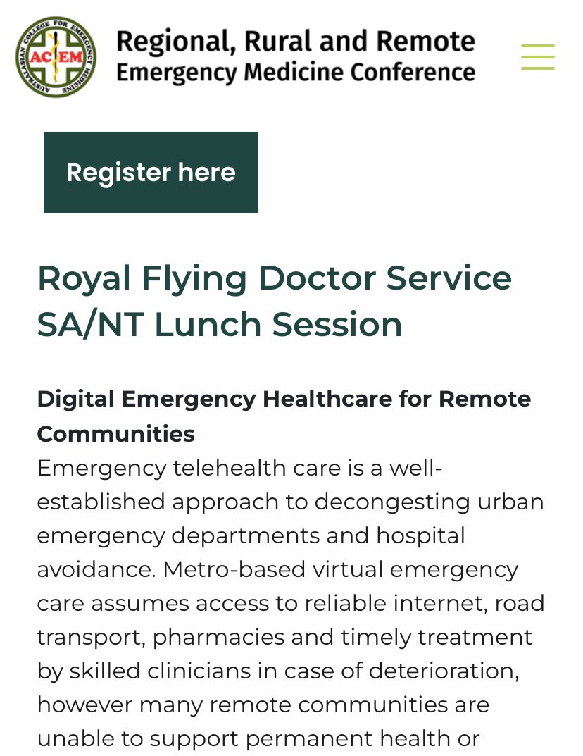 Are you going to be at the <a href="/acemonline/">ACEM</a> inaugural Regional, Rural &amp; Remote Emergency Medicine Conference? Would love to see you at our lunch time session to chat about our Virtual Emergency Centre - and come to our booth to get hands on with our EHR!

👉 acemrrr2024.com.au/pages/lunch-se…