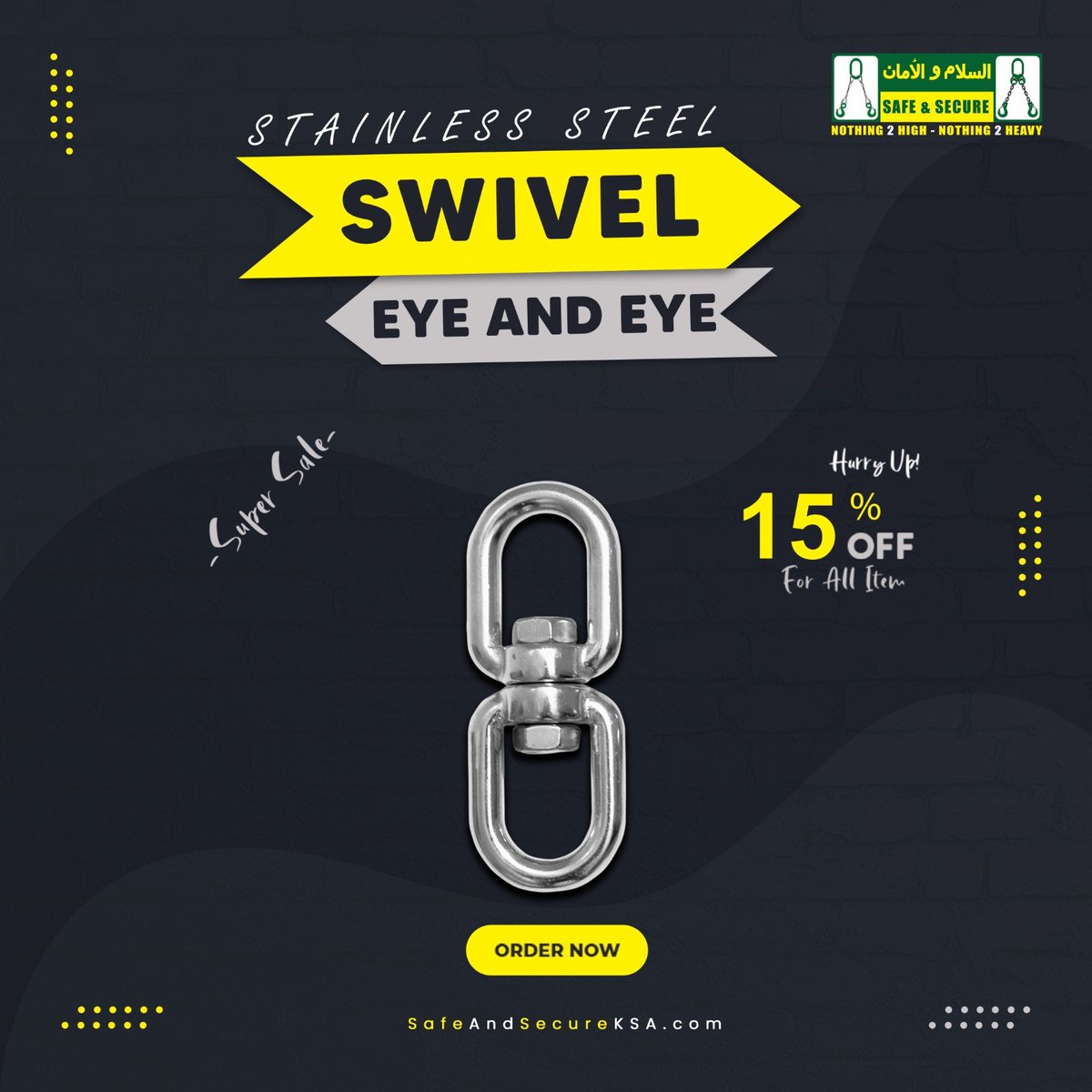 SafeAndSecureSA's tweet photo. 📷Shop Now!
https://t.co/aLGAYoV0V7

Trust in the durability of Stainless Steel Swivel Eye and Eye for reliable performance every time. 📷📷

#StainlessSteelSwivelEyeAndEye #SwivelEyeAndEye #Dammam #StainlessSteelLiftingComponents #SSTC #LiftingHardware #RiggingHardware https://t.co/d9JXIUHjyk