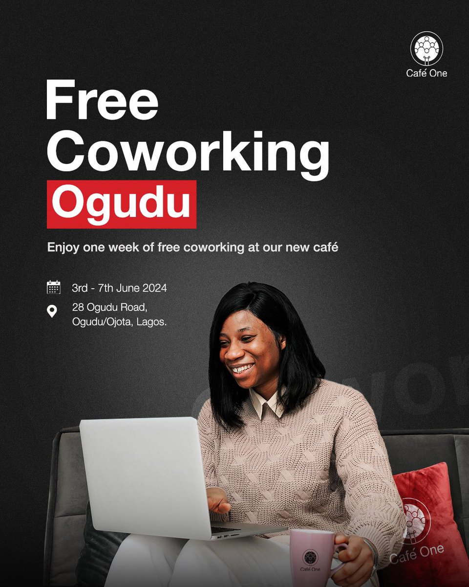 Cafeonenig's tweet photo. Attention, Remote workers! Café One Ogudu is where you want to be this week!

Take advantage of our FREE co-working space for the week and enjoy the great coffee and complimentary Wi-Fi.

Tag your friends to let them know of this amazing offer.

#CafeOne #TheGoodBrew #RemoteWork https://t.co/YKwj6MTpcl