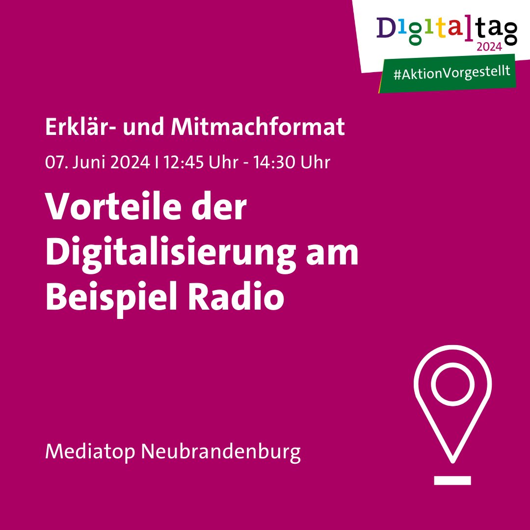 🚀Auch in Neubrandenburg gibt es so einiges am #Digitaltag und in der #Digitalwoche zu entdecken!
💡Heute stellen wir bei #Aktionvorgestellt fünf spannende Beispiele vor: