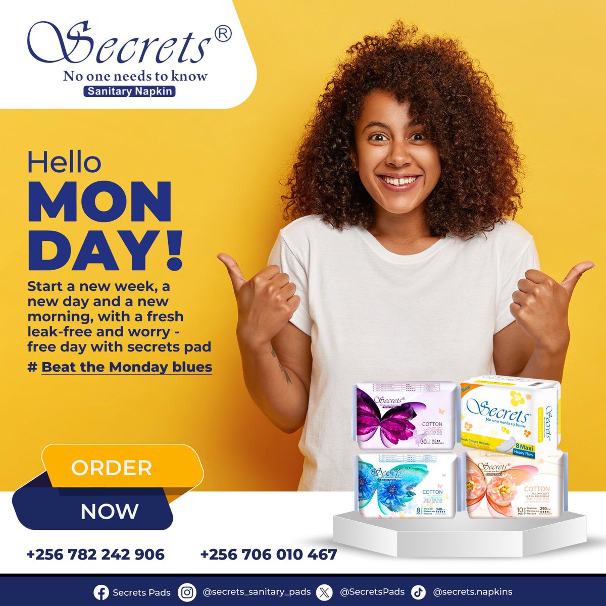 Start the week fresh while using secrets sanitary pads 🦋
