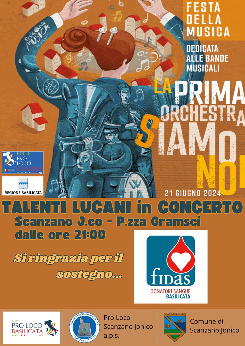 prolocobas's tweet photo. L' evento regionale #Festa della #Musica promosso da Ente #proloco #basilicata Aps con Pro Loco #ScanzanoJonico si tinge di solidarietร con il sostegno di #Fidas Basilicata per diffondere la cultura del DONO DEL SANGUE โค๏ธ
๐Donare il #sangue รจ un gesto d' #amore ๐ #donasangue https://t.co/rwqoKgKD8u