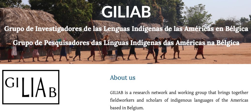 Introducing a new research network set up by G4 member <a href="/bbardagil/">Bernat Bardagil</a> with Sara Pacchiarotti (UGent) and An Van linden (ULiège)!

GILIAB will bring together researchers of indigenous languages of the Americas working in Belgium

sites.google.com/view/giliab