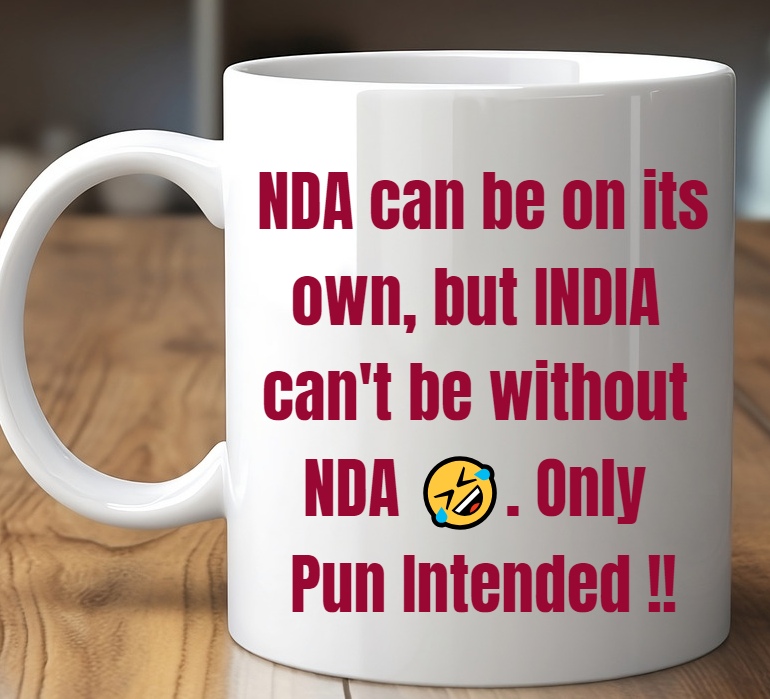 CorpSagePrakash's tweet image. NDA can be on its own, but INDIA can&apos;t be without NDA 🤣. Only Pun Intended !!

#loksabhaelections #electionanalysis #ndaìndia #indiaexitpoll2024 #indianelection2024 #bharatelection2024 #bharatexitpoll2024 #bjp #narendramodi #loksabha #media