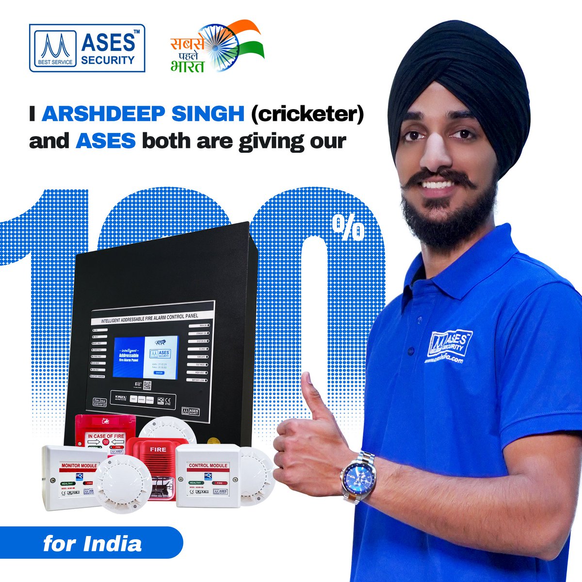 ASESINDIAs's tweet photo. ASES Security is proud to announce our partnership with cricket sensation Arshdeep Singh! Together, we're committed to safeguarding your world both on and off the field. 🏏🔒 #ASESSecurity #ArshdeepSingh #SafetyFirst #brand #branding https://t.co/Y5NFsbDtnx