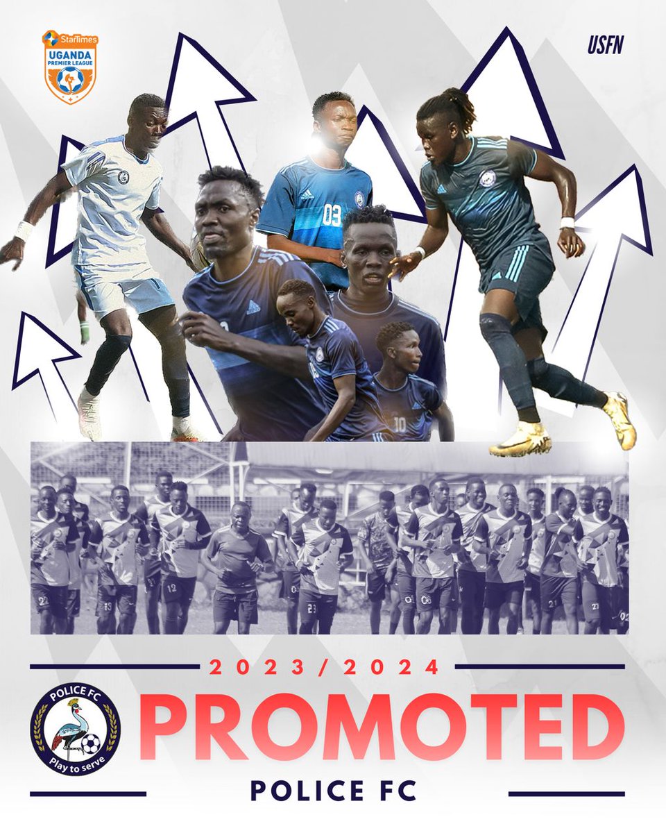 usfn_ug's tweet image. Police FC secured their place back in Uganda's top flight as champions of the 2023/2024 second tier 🏆🎊🎉

#USFN | #ForTheFans