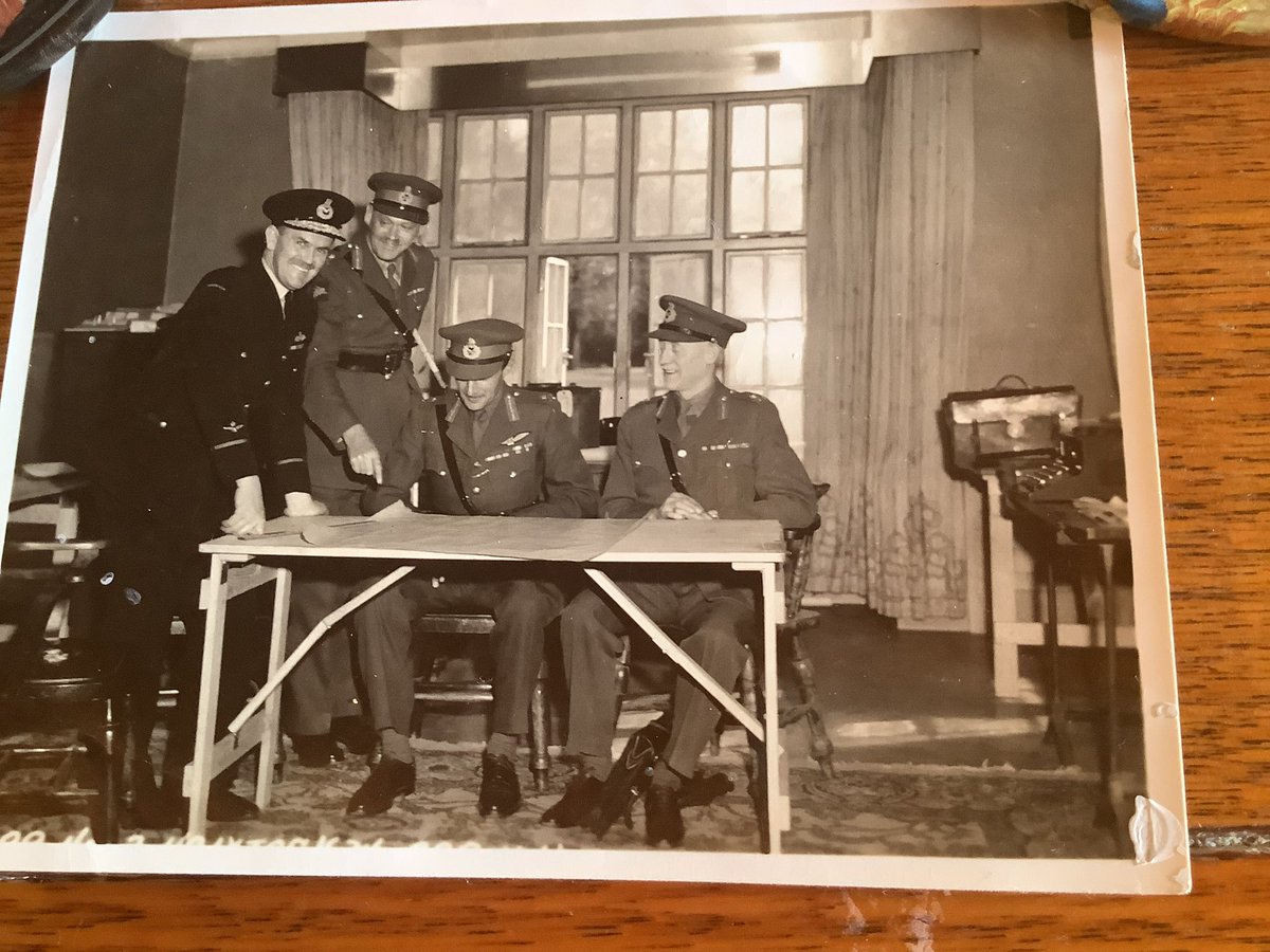 GippyNatural's tweet photo. @CAF_Australia RAAF Air Vice Marshall Frank Bladin with British 6th airborne General Gale and Airborne Corps Commander Browning planning the glider landings at Pegasus bridge which opened the DDay invasion. A great RAAF contribution seldom noted. https://t.co/ISPvpqOnQN