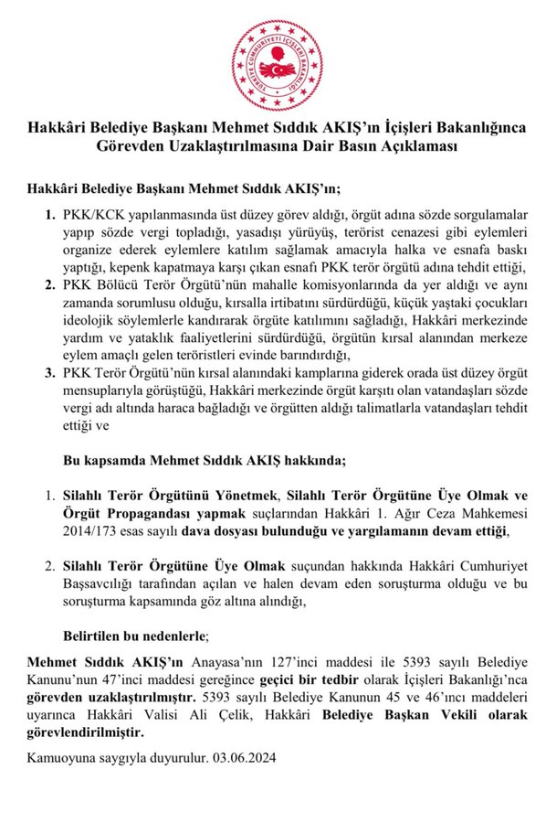 Hakkari Belediyesine kayyum atandı