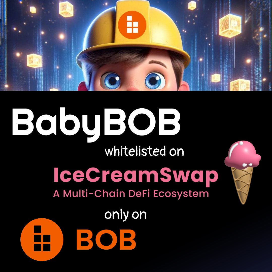 warlock100watt's tweet photo. #BabyBob is now WHITELISTED on @icecream_swap in @build_on_bob
π: 0x2d3badfd97a63434de0ec49db9cea9bcaed12dd2
π¦: https://t.co/ujPT2Q3C1K
And heres a tips; If you LP the token on @icecream_swap you can earn Spice points, hourly!
*Not financial advice, DYOR* https://t.co/1auJaw1rk3