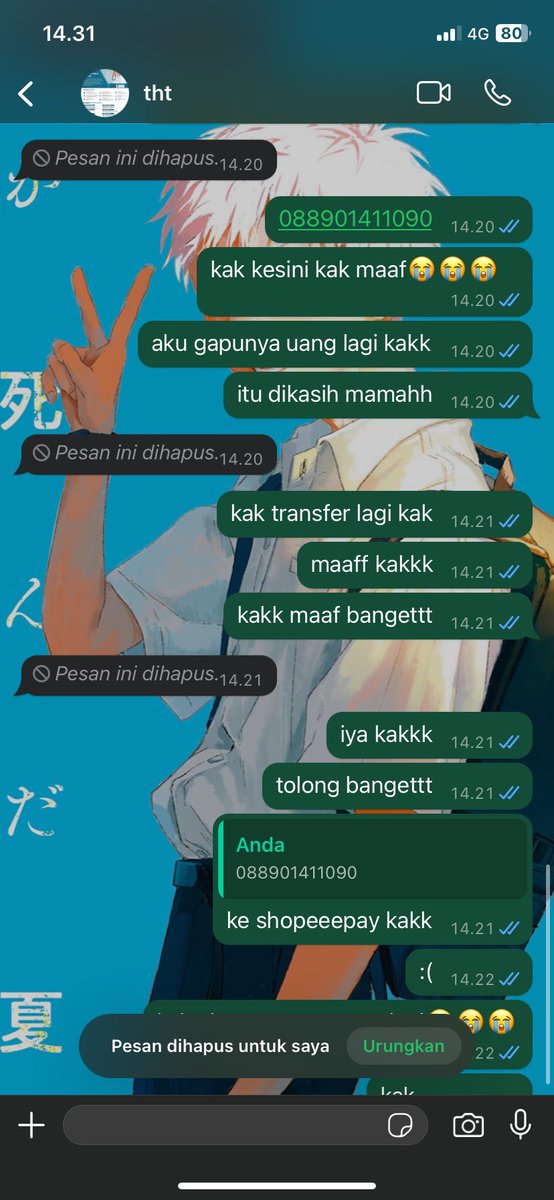 tripplevx's tweet photo. [ BANTU RT ]

KETIPU 350 RIBU😭😭😭😭😭
TOLONG SPAM NO NYA 😭😭

+62 821-7621-9310

082176219310

JANGAN ADA YG TF BNI
1840582904

A/N AYU ERNI ARWATI

#zonaba #zonauang #zonajajan https://t.co/eZsnHH8Dz2