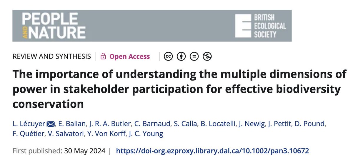 EIUI_Dal's tweet image. #PowerDynamics, a key factor in engaging stakeholders in #DecisionProcesses, is a “complex network of interconnected social processes, norms, culture, &amp;amp; discourse.” Lécuyer et al. present a framework to explain power in #BiodiversityConservation @PaN_BES doi.org/10.1002/pan3.1…