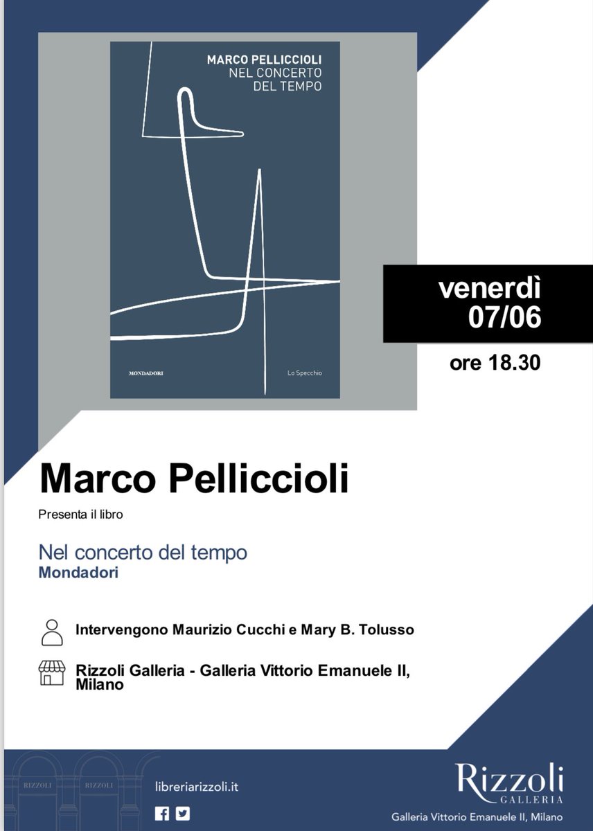 Marco251182's tweet photo. ✨ Venerdì 7 giugno, alle 18.30, presentiamo Nel concerto del tempo alla Rizzoli Galleria di Milano (in Galleria Vittorio Emanuele, accanto al Teatro alla Scala) ☀️

Vi aspetto!

https://t.co/HK5x33MIs7
 
❤
 
NEL CONCERTO DEL TEMPO
https://t.co/xYz9ry4BT1 https://t.co/YAB8PFpVR6