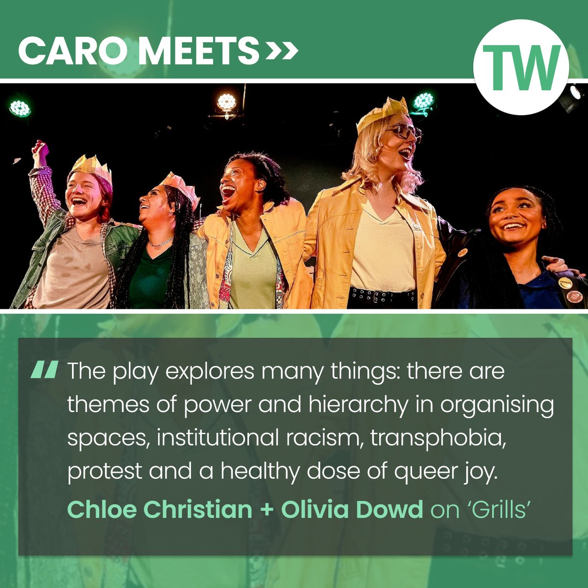 This week Caro Meets Chloe Christian and Olivia Dowd to discuss Mirrorball show ‘Grills’, on at Camden People’s Theatre from 4-22 Jun as part of The Camden Roar festival: bit.ly/3yKVdws

<a href="/CamdenPT/">Camden People's Theatre</a> <a href="/_mirrorball_tc/">MIRRORBALL</a>