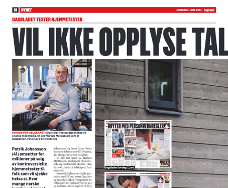 Norska Dagbladet använder Acta Publica i en kartläggning av Get Tested,