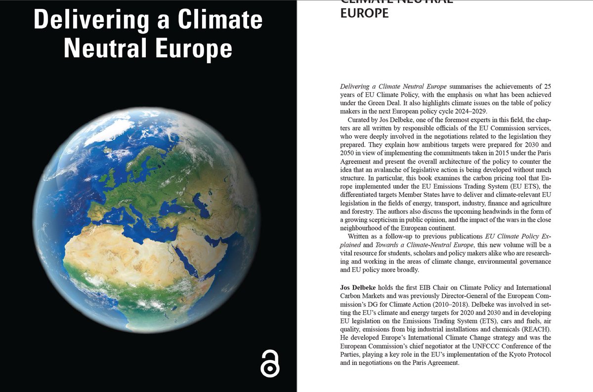 The new collected volume "DELIVERING A CLIMATE NEUTRAL EUROPE" currated and co-written by one of the founding-fathers of the ETS <a href="/delbeke_jos/">Jos Delbeke</a> (togehther with many key experts at DG CLIMA) is available in #openaccess:
taylorfrancis.com/books/oa-edit/…