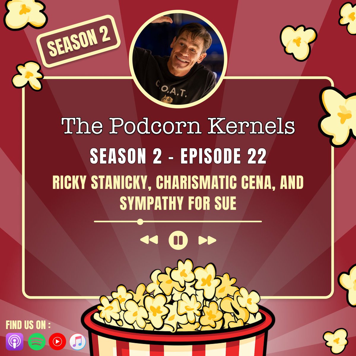 S02: E22: Ricky Stanicky, Charismatic Cena, and Sympathy For Sue is now live! Listen on Spotify by clicking the link below 👇 

open.spotify.com/episode/2m26iX…

Or choose a different platform from our link-tree 👇

linktr.ee/thepodcornkern…

#MondayMotivation
#FilmX
#rickystanicky