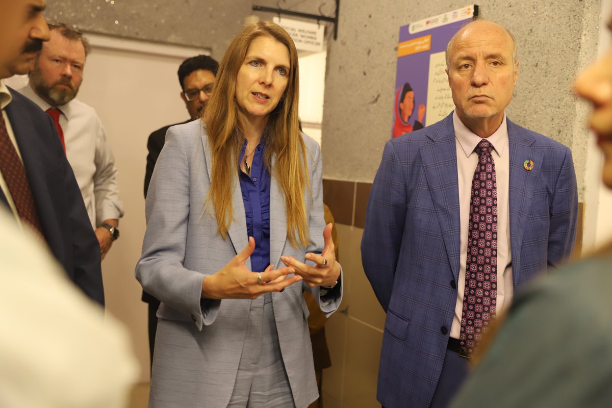 UNFPAPakistan's tweet photo. UK HC @JaneMarriottUK &amp; Dr @ShabanehLuay visited Women Protection Centre, Rawalpindi and received briefing by the team of @social_punjab &amp; PWPA teams on services for women survivors of violence. Facilities at the centre are recently upgraded by @ukinpakistan, UNFPA &amp; @act_intlpk https://t.co/Axq5Nm1AZ3