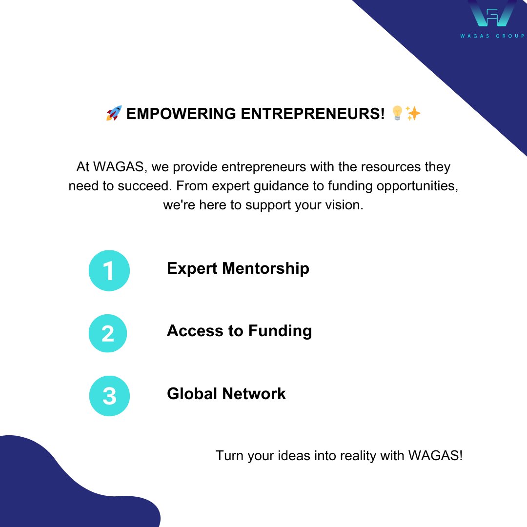 Empower your entrepreneurial journey with WAGAS! Discover the support and resources you need to make your vision a success. 🚀✨
#Entrepreneurship #Startups #Innovation
