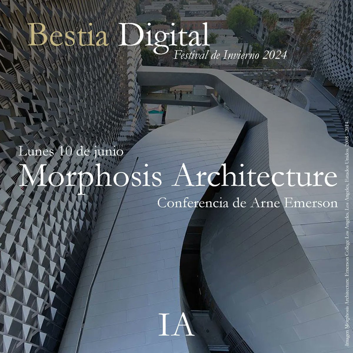 InstitutodeArq's tweet photo. Morphosis Architecture 
Conferecia de Arne Emerson

Lunes 10 de junio
Via YouTube 

Actividad gratuita!
Más información 
https://t.co/aeSA3xLaDf https://t.co/tRkTdQQn3C
