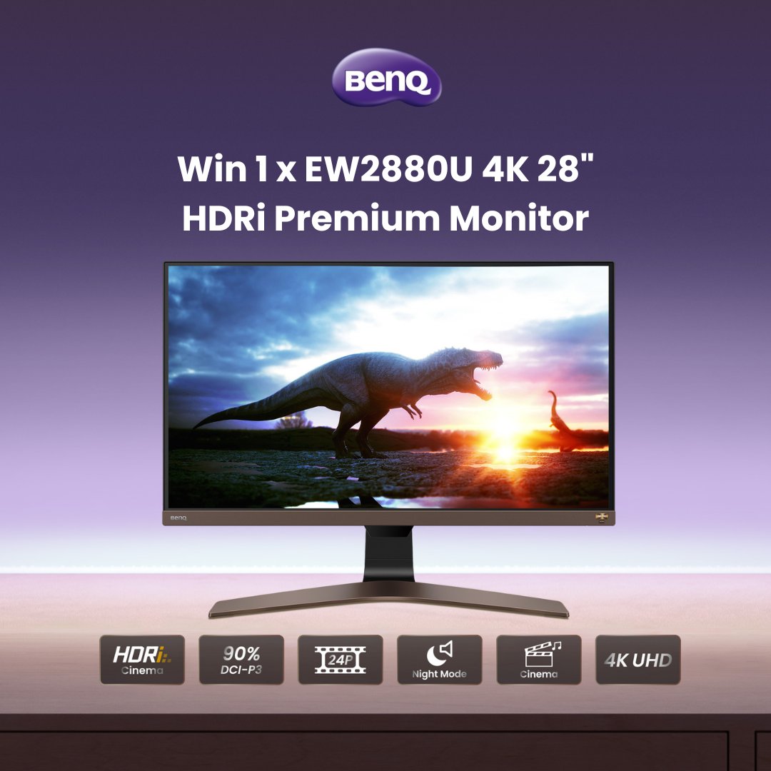 We are running a GIVEAWAY! 💜

WIN a BenQ EW2880U 28" 4K Premium Monitor 🖥️ 
(worth £329.99) ✨

HOW TO ENTER:
- Follow <a href="/BenQ_UK/">BenQ UK</a>
- Like + retweet this post
- Tag a friend who deserves an upgrade!
(multiple entries allowed)

*T&amp;Cs apply. Ends 30th June 2024