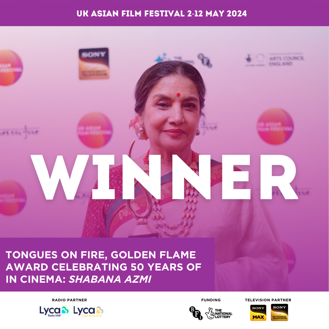 The award gala ceremony was an amazing evening with some incredible winners…

Congratulations to Shabana Azmi for winning the Tongues on Fire, Golden Flame Award for 50 years in cinema. 

On behalf of the team at UKAFF, well done on your incredible achievement.