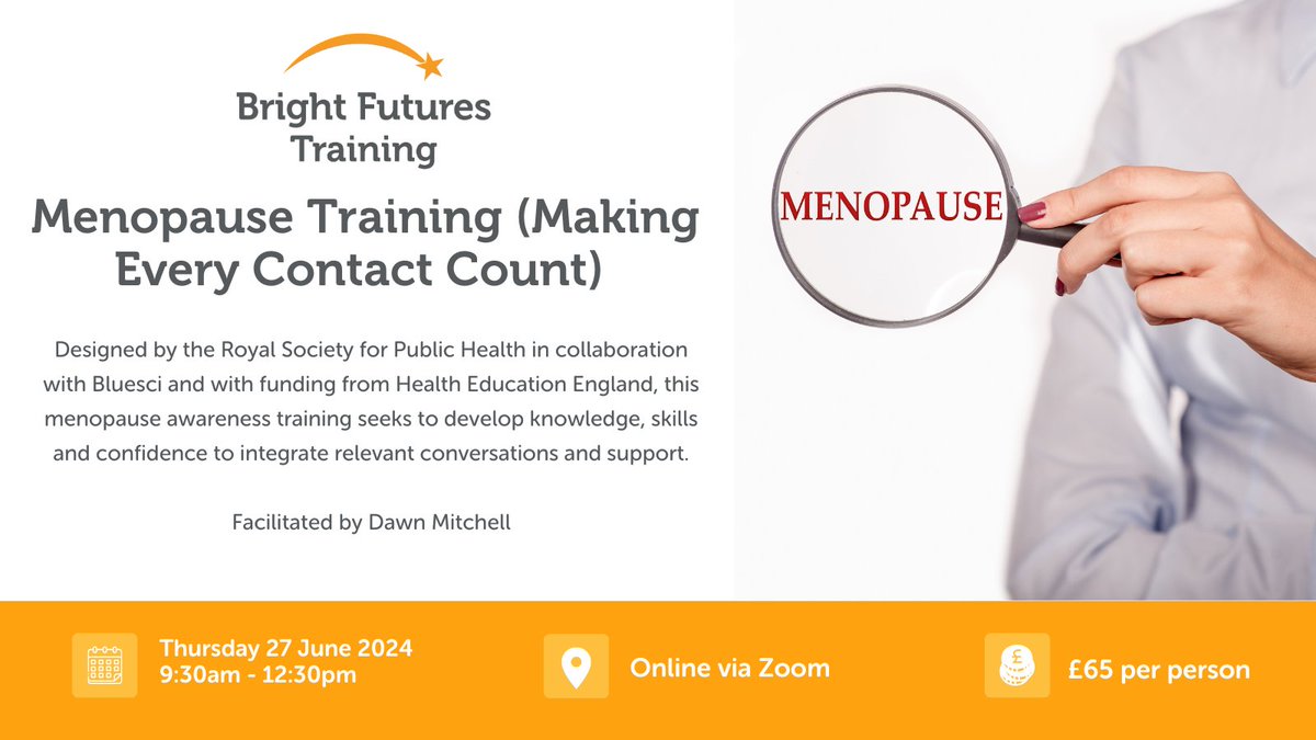 Suitable for everyone no matter your gender, our Menopause CPD will help you to have open conversations with friends, family &amp; colleagues around the menopause as well as making an action plan to progress practice within your organisation. More info 👇

tinyurl.com/9kj96j8s