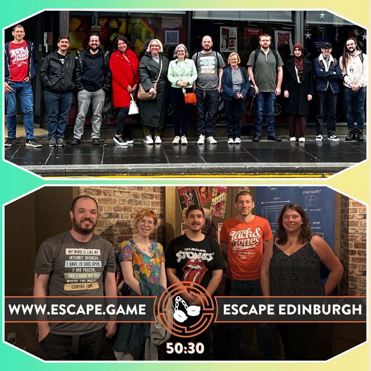 EdinRemakery's tweet photo. We had our staff away day last Tuesday, which was filled with motivation, reflection, fun, and good food 🥐🥘
Well done to the group in the Houdini room for making it our first 💚
#StaffAwayDay #EscapeRoom #WasteLessLiveMore #Charity #Remakeadifference https://t.co/RTZWJ2aR2C